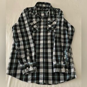 Vertical Sport Boys long sleeve button up plaid shirt multicolor, Size X…